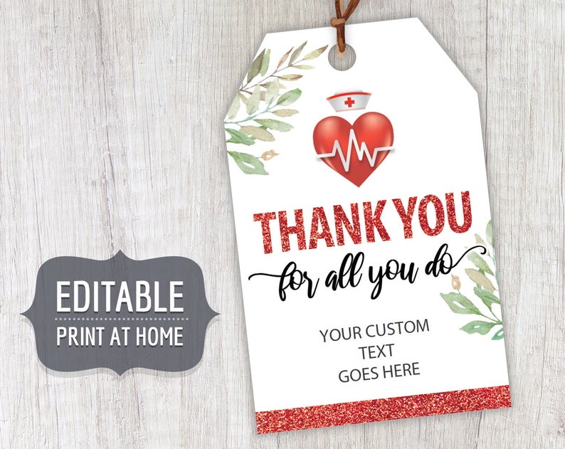 Nurses Week Printable Gift Tags, Nurse Week Appreciation Editable Personalized Labels Template, Instant Download Thank You for All You Do image 1