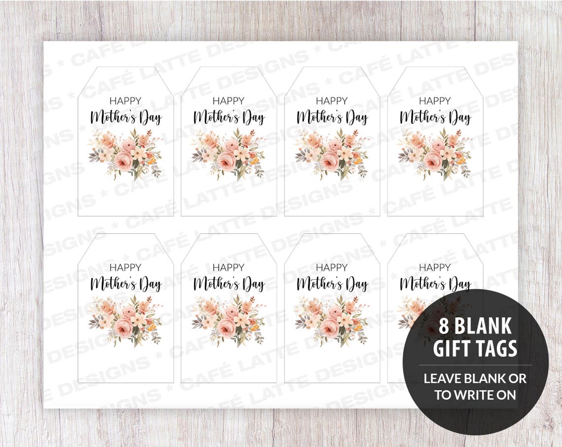 Mothers Day Gift Tags, Printable Mothers Day Favor Tags Editable ...