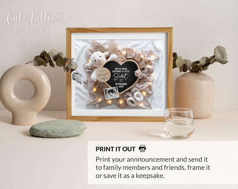 Grand Finale Pregnancy Announcement Digital, Pregnancy Announcement to Husband, Last Baby 3rd 4th Child Editable Template, Boho Bear Heart image 3