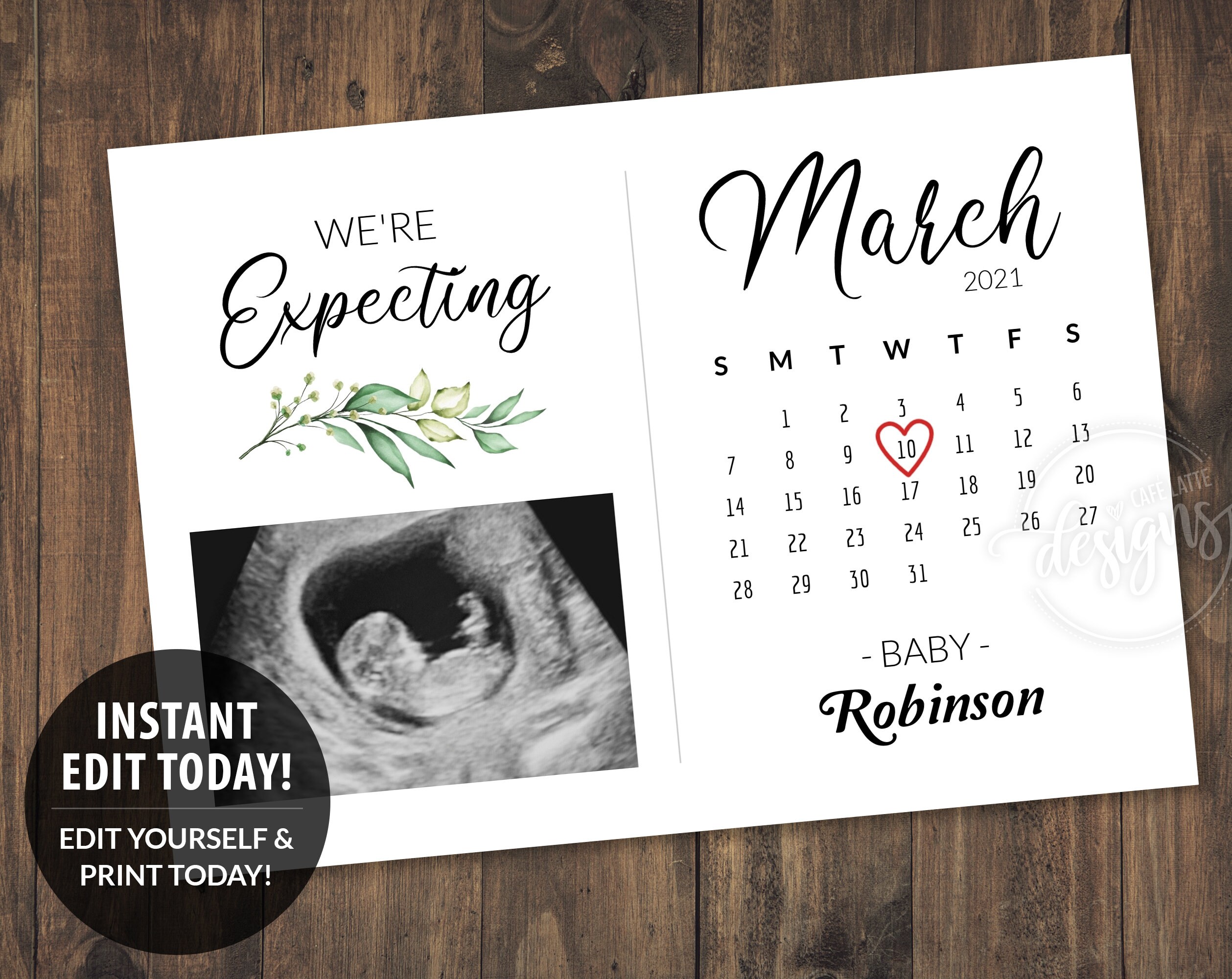 Pregnancy Announcement Printable Card Baby Announcement To Etsy