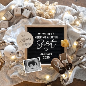 Pregnancy Announcement Template, Digital Pregnancy Announcement, Baby Announcement Neutral Vintage, Editable Template, Instant Download