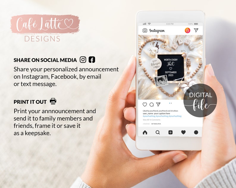 May include: A digital file of a social media post announcing a baby's arrival. The post features a heart-shaped frame made of wooden beads, a black chalkboard with the text "WORTH EVERY SHOT" and a baby's ultrasound image. The post is captioned with "WORTH EVERY SHOT" and the date "SEPTEMBER 2023".