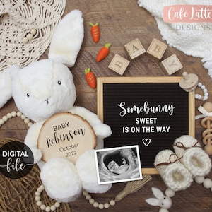 Digital Easter Pregnancy Announcement Social Media, Eggspecting Somebunny Sweet Baby Announcement, Growing By One Heart & Two Feet Instagram Somebunny Sweet