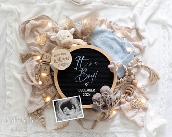 Baby Brother Pregnancy Announcement Digital | Its a Boy Gender Reveal Baby Announcement Social Media | Editable Template Boho Giraffe
