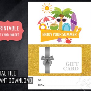 THANK YOU Gift Card Holder for Teacher Coach Daycare, Printable Enjoy Your Summer Digital Instant Download, End of Year Gift Card Idea DIY