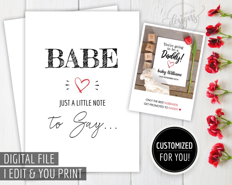 Pregnancy Announcement to Husband Babe Personalized Printable | Etsy