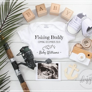 Fishing Buddy Pregnancy Announcement, Digital Baby Announcement, Fathers Day Fishing Baby Announcement Reveal Ideas, Gender Reveal Its a Boy