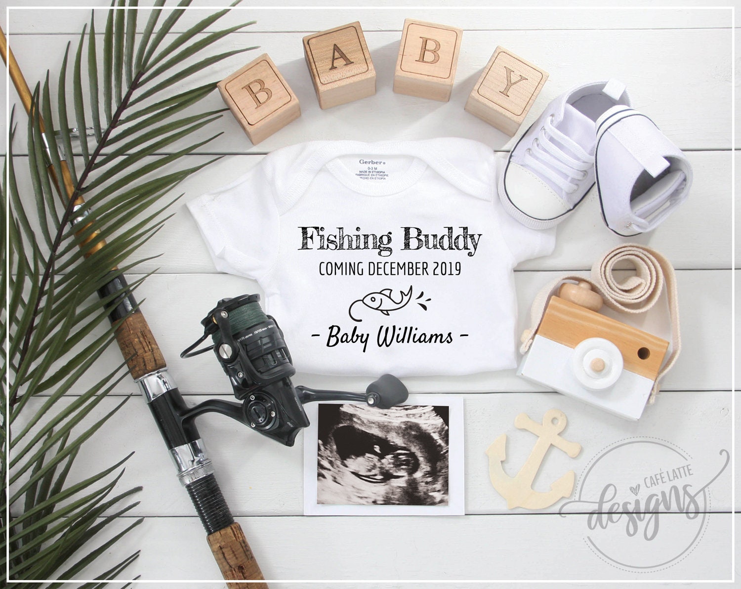 Fishing Buddy Pregnancy Announcement, Digital Baby Announcement