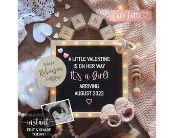 Digital Easter Gender Reveal Pregnancy Announcement Editable By You Editable Digital Pregnancy Announcement It/'s a Girl Announcement
