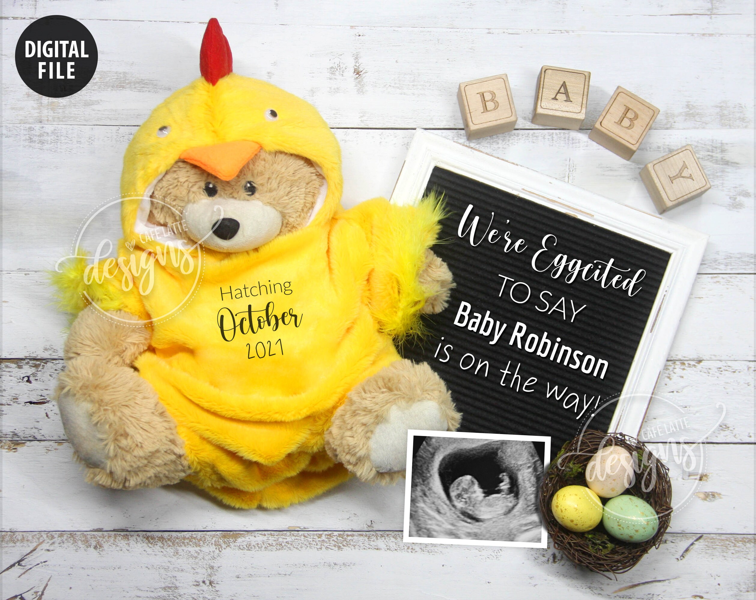 EASTER Baby Announcement Eggcited to Say Pregnancy Etsy