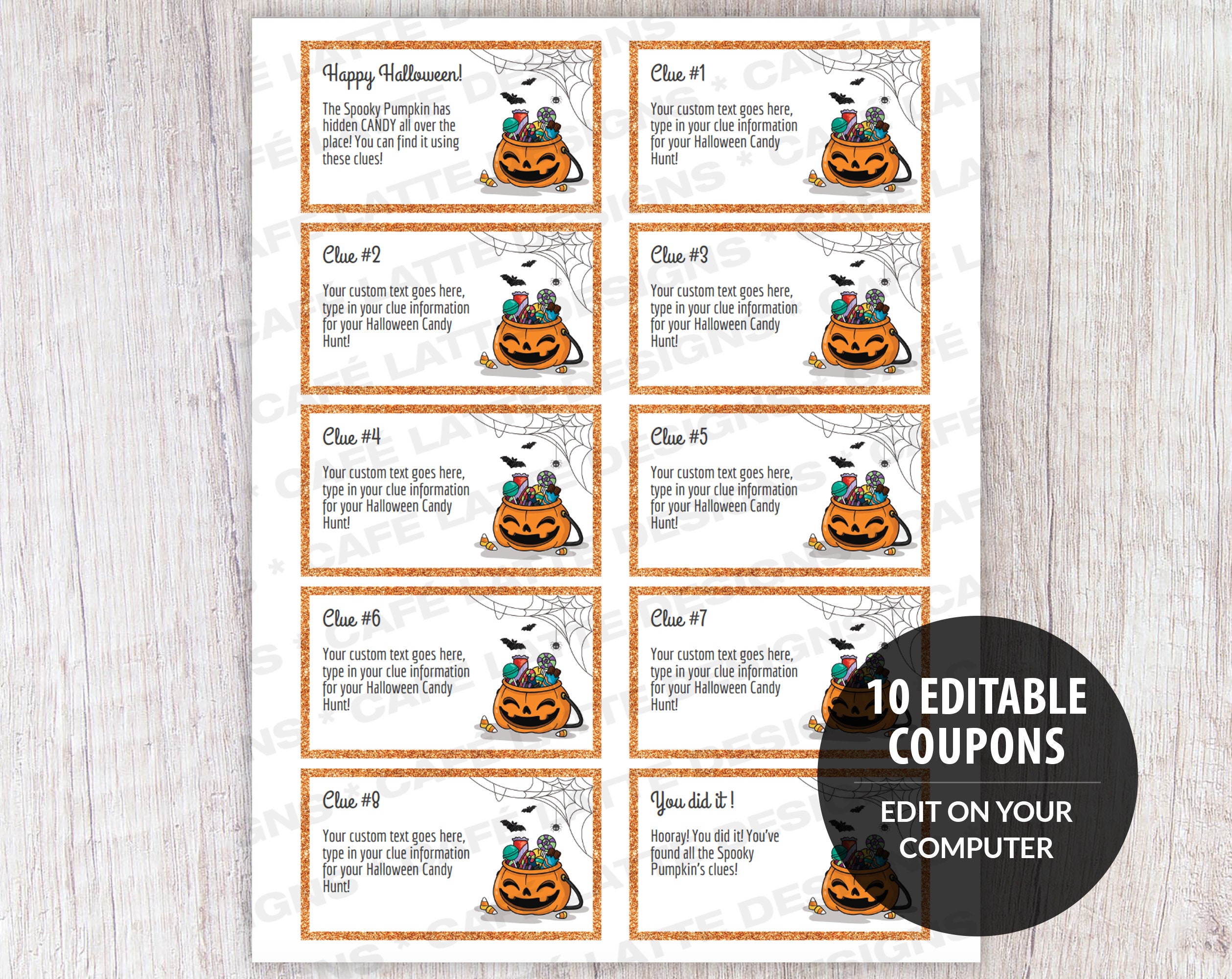 Editable Scavenger Hunt Clue Cards Adult Games Instant Download DIY