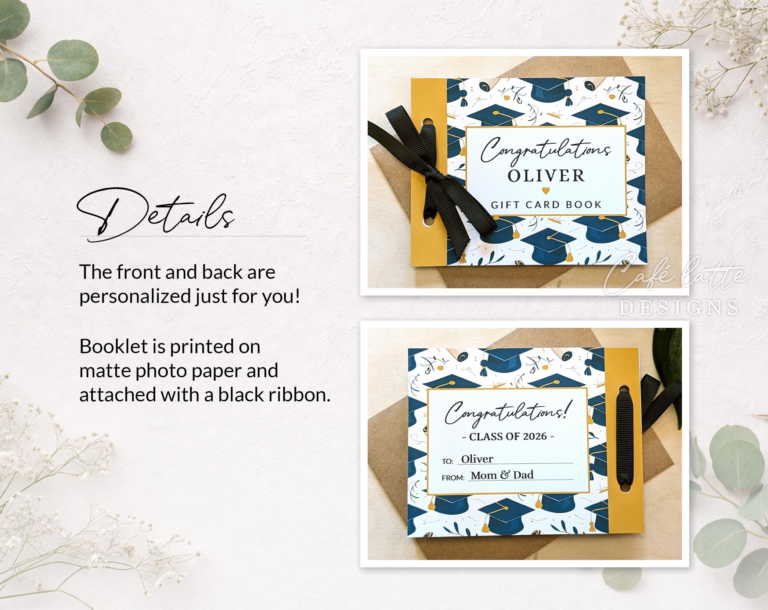 Graduation Gift Card Holder Booklet, Personalized Grad Teen Gift Idea ...