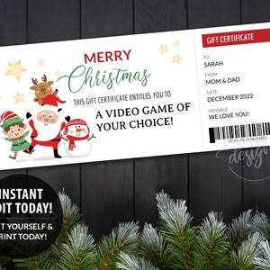 CHRISTMAS Gift Certificate Editable Printable Digital Template, Personalized Santa Gift Coupon Card, Kids Teens Gift Idea, Instant DIY Corjl