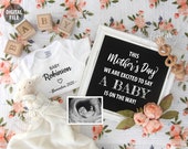 MOTHER'S DAY Pregnancy Announcement, Baby Announcement Mommy to Be, Personalized Social Media Digital Boho Baby Reveal Idea, Peony Flowers Il_170x135