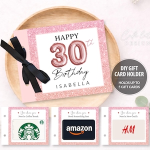 Birthday Gift Card Holder Book, Custom Multiple Gift Cards Booklet Printable, Original 30 Year Old Women Gift Idea, Happy 30th Birthday Card