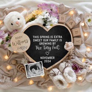Anúncio de bebê de primavera nas redes sociais, flores para anúncio de bebê de Páscoa, modelo digital editável faça você mesmo A primavera está no ar, Little Lamb