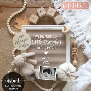 Anuncio editable de embarazo de otoño Redes sociales, calabaza con conejito, agregar calabaza a nuestra plantilla digital de parche otoño, Instagram DIY