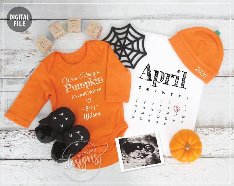 Halloween Pregnancy Announcement October Baby Announcement Etsy