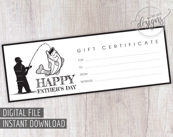 FATHER'S DAY Gift Certificate Fish Fishing Rod, Printable Gift Coupon for  Dad Grandpa, Gift Card Instant Download, Gift Idea for Him for Man 