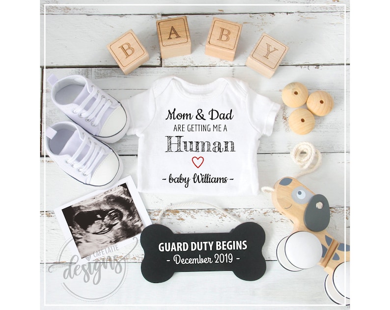 Dog Theme Baby Announcement Personalized Social Media Reveal Idea Facebook Instagram Pregnancy Announcement Mom /& Dad Getting Me A Human