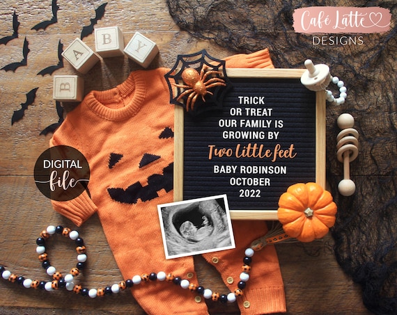 Digital Halloween Pregnancy Announcement for Social Media, Adding a ...