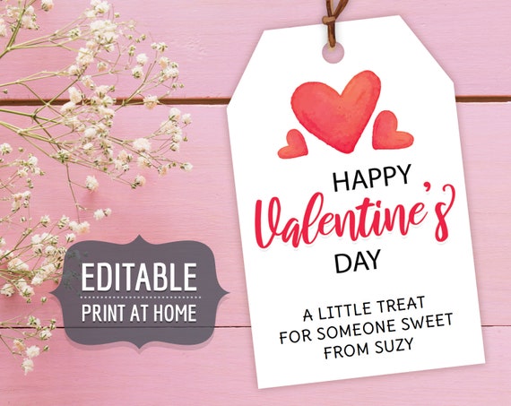 Valentine's Printable Gift Tags Editable Personalized