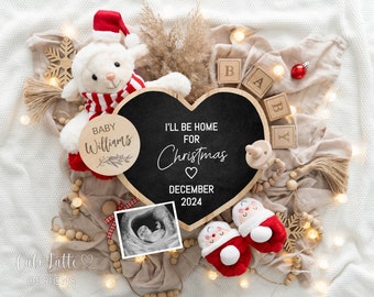 Christmas Pregnancy Announcement Social Media, Digital Gender Neutral Baby Reveal, Editable Christmas Baby Announcement Template DIY, Lamb