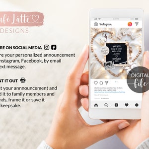 IVF Pregnancy Announcement For Social Media, Made With Love And Science Gender Neutral Baby, Editable Digital DIY Template, Heart Wood Beads image 2