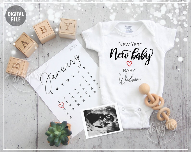 NEW YEAR�S Baby Announcement Digital Pregnancy Etsy