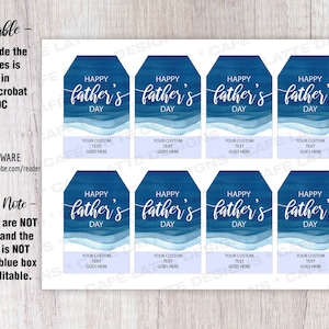 HAPPY FATHER'S Day Printable Gift Tags, Editable Personalized Gift ...