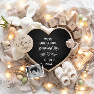 Easter Pregnancy Announcement Digital Boho Reveal For Social Media, Expecting Somebunny Heart Letter Board, Boho Pampas Bunny Ears Baby Announcement Digital Editable Template, Bunny Blanket, Easter Baby Announcement, Easter Pregnancy Announcement DIY