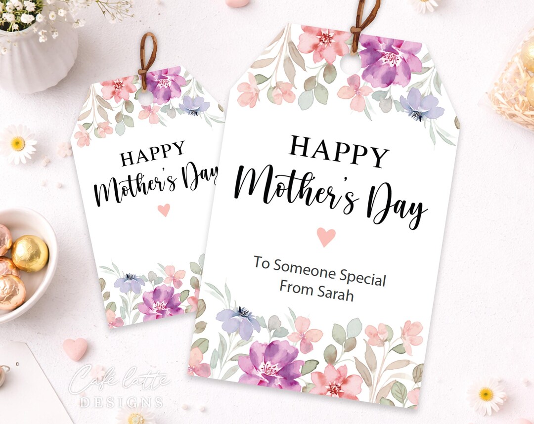 Mothers Day Gift Tags Printable, Personalized Mothers Day Favor Tags ...