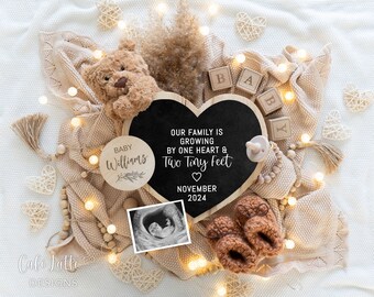 Neutral Pregnancy Announcement Digital, Pregnancy Announcement to Husband, Pregnancy Announcement Template, Boho Bear Baby Reveal, Editable