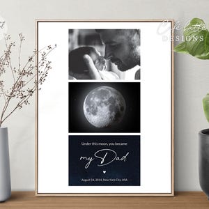 Phase de lune personnalisée à imprimer, cadeau pour papa, cadeau attentionné pour la fête des pères, impression numérique personnalisée de cadeau d'anniversaire de phase de lune, carte personnalisée