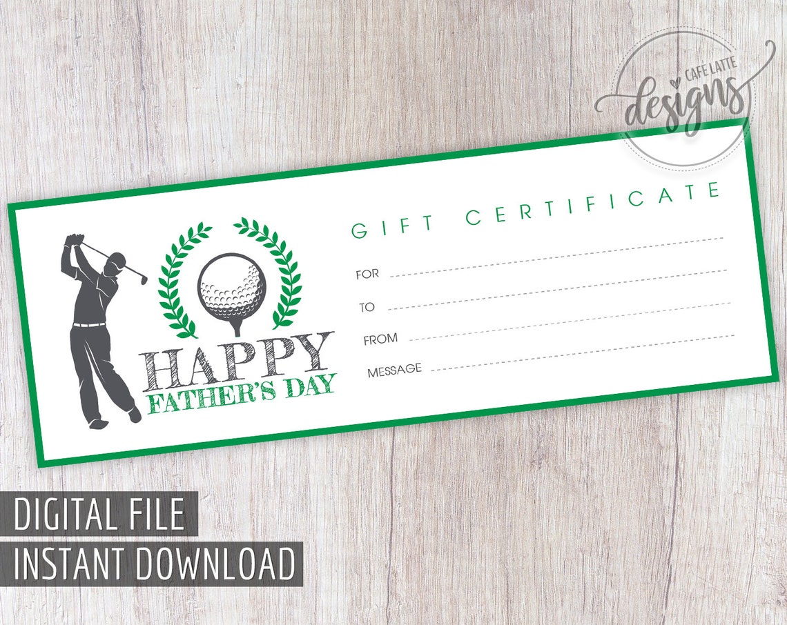 FATHER'S DAY Gift Certificate Golf Player Printable Gift Etsy Canada