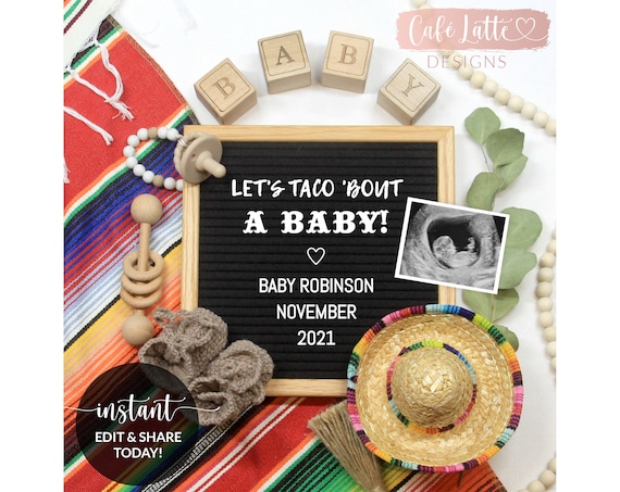 Editable Lets Taco Bout a Baby Pregnancy Announcement Social Media Digital  Template, Cinco De Mayo, Mexico Sombrero Reveal Instagram, DIY -  Canada