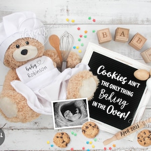 Baby Chef Pregnancy Announcement, Recipe for Baby, Cooking Buddy Social Media Digital Reveal, Cookies ain't the Only Thing Baking in Oven