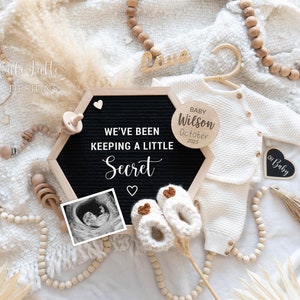 Digital Pregnancy Announcement, Baby Announcement Digital for Social Media Instagram, Gender Neutral Boho Pregnancy Reveal, Little Secret