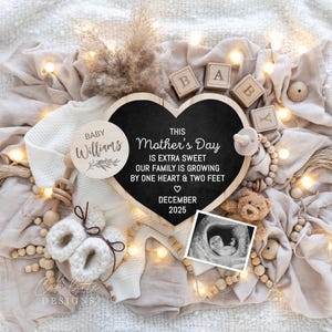 Annuncio di gravidanza digitale per la festa della mamma sui social media, bambino di genere neutro, modello modificabile, annuncio di nascita per la festa della mamma, bambino di primavera