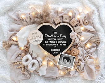 Mothers Day Digital Pregnancy Announcement Social Media, Gender Neutral Baby, Editable Template, Mother&#39;s Day Baby Announce, Spring Baby