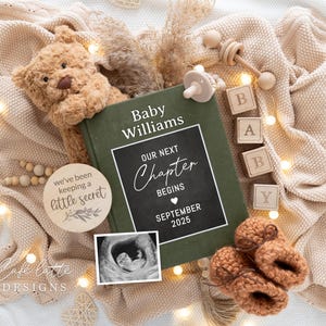 Neutral Pregnancy Announcement Digital, Pregnancy Announcement to Husband, Pregnancy Announcement Editable Template, Next Chapter Baby Bear