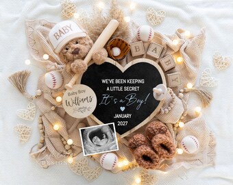 Its A Boy Baseball Pregnancy Announcement Social Media, Digital Sport Baby Bear, New Adventure Begins Editable Template, Gender Reveal