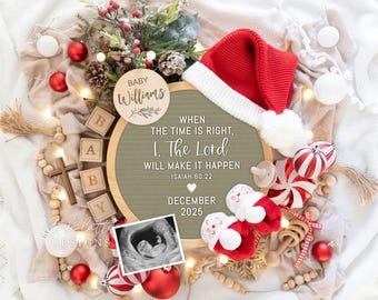 Annuncio di gravidanza religioso natalizio digitale, Annuncio di nascita per Natale, Modello modificabile, Download immediato, Io, il Signore Isaia