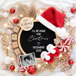 Christmas Pregnancy Announcement Digital, Baby Announcement Digital Social Media, Christmas baby announcement, Instant Download, Editable