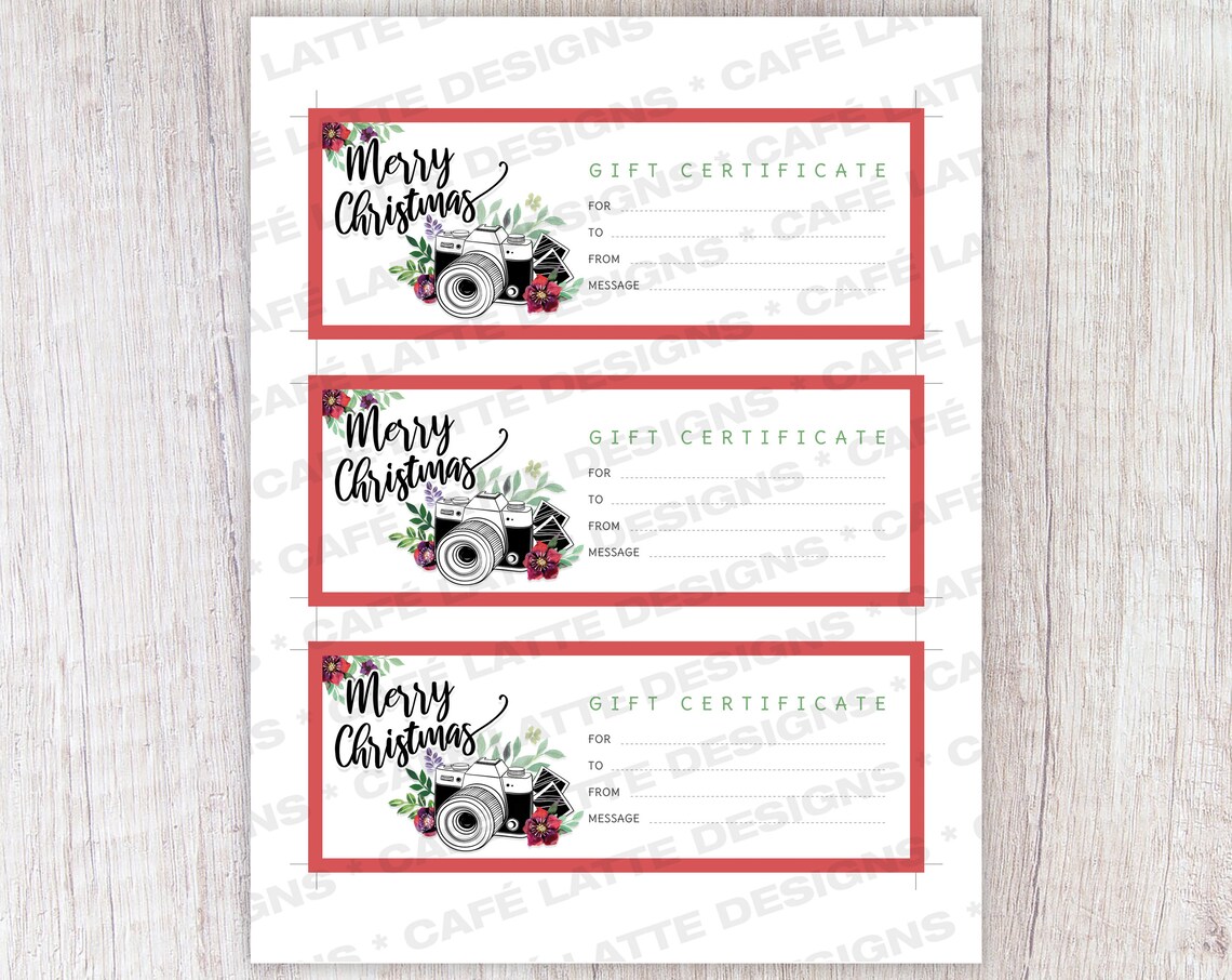 Christmas Gift Certificate Gift Certificate Printable Photo | Etsy