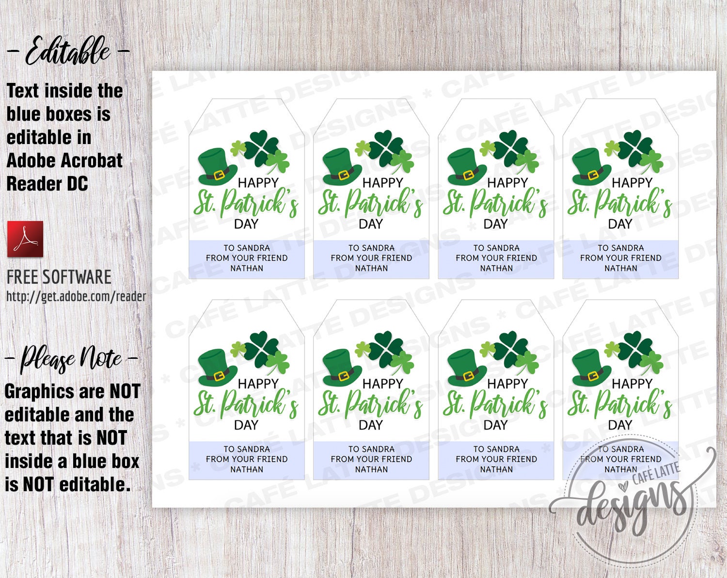 St. Patricks Day Printable Gift Tags Editable Personalized - Etsy Canada