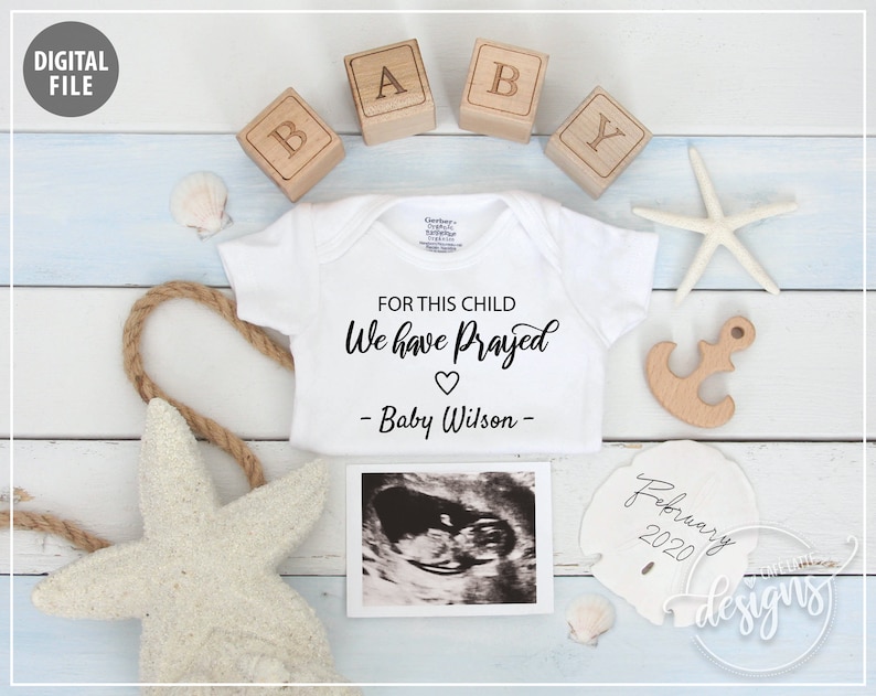 Pregnancy Announcement, Baby Announcement, Summer Baby Starfish Beach Theme, Personalized Social Media Digital Baby Reveal Idea, Shiplap For You We've Prayed