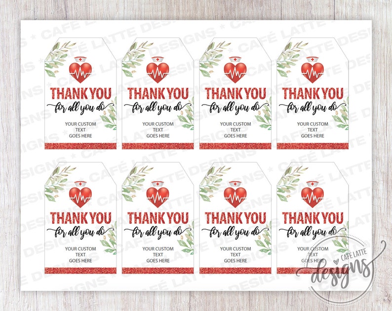 Nurses Week Printable Gift Tags, Nurse Week Appreciation Editable Personalized Labels Template, Instant Download Thank You for All You Do image 2