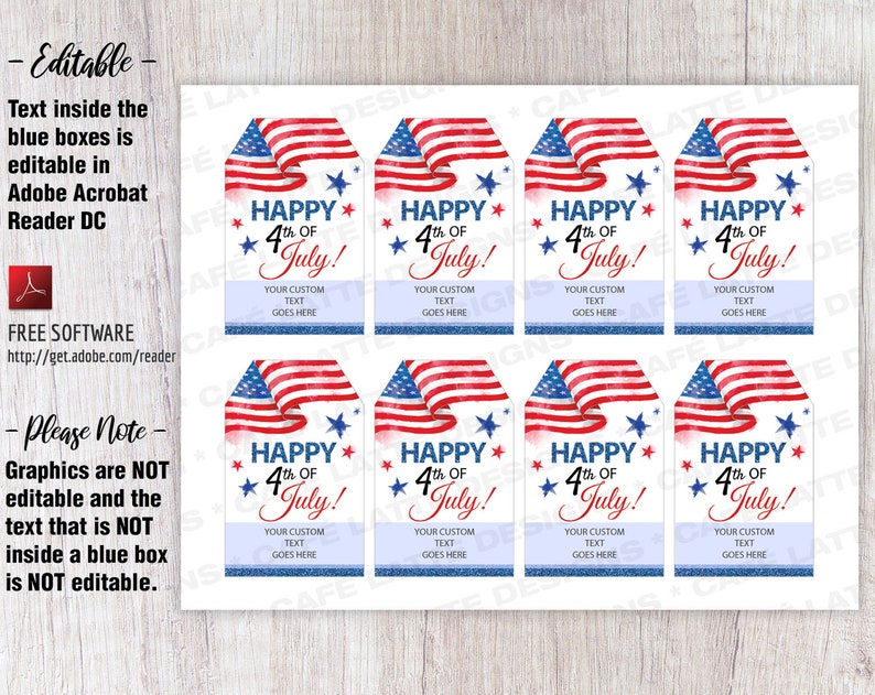 4TH OF JULY Printable Gift Tags Fourth of July Editable - Etsy France