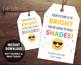 Sunglasses Editable Printable Gift Tags, Personalized End of School Favor Tags Template, Shades Instant Download Labels For Kids Friends